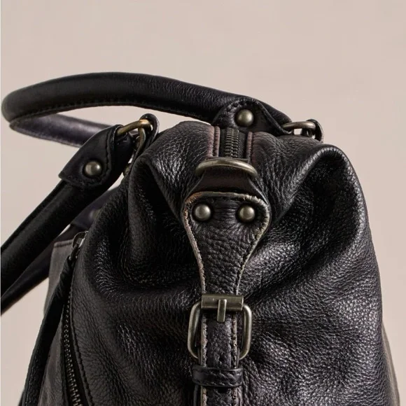 $178! Free People We The Free BABY EMERSON LEATHER TOTE BAG Black NEW - Picture 3 of 9